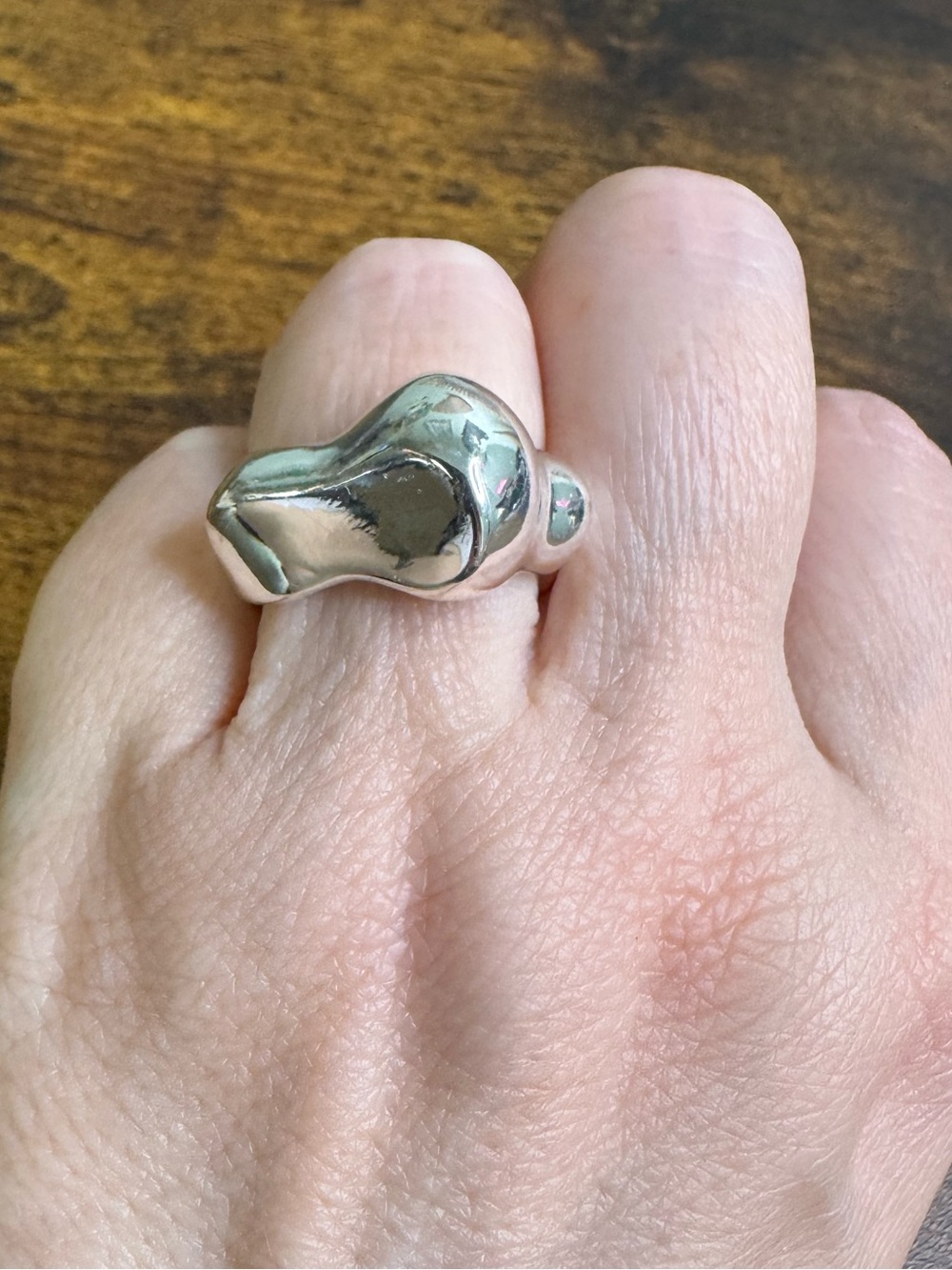 Silver Tone Brutalist Ring - Size 7